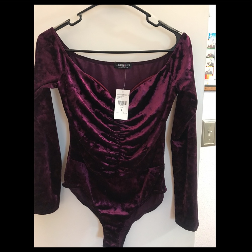 Plum velvet bodysuit